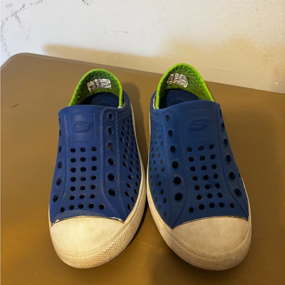 Skechers Kids Blue and Green Slip-On Sneakers 11